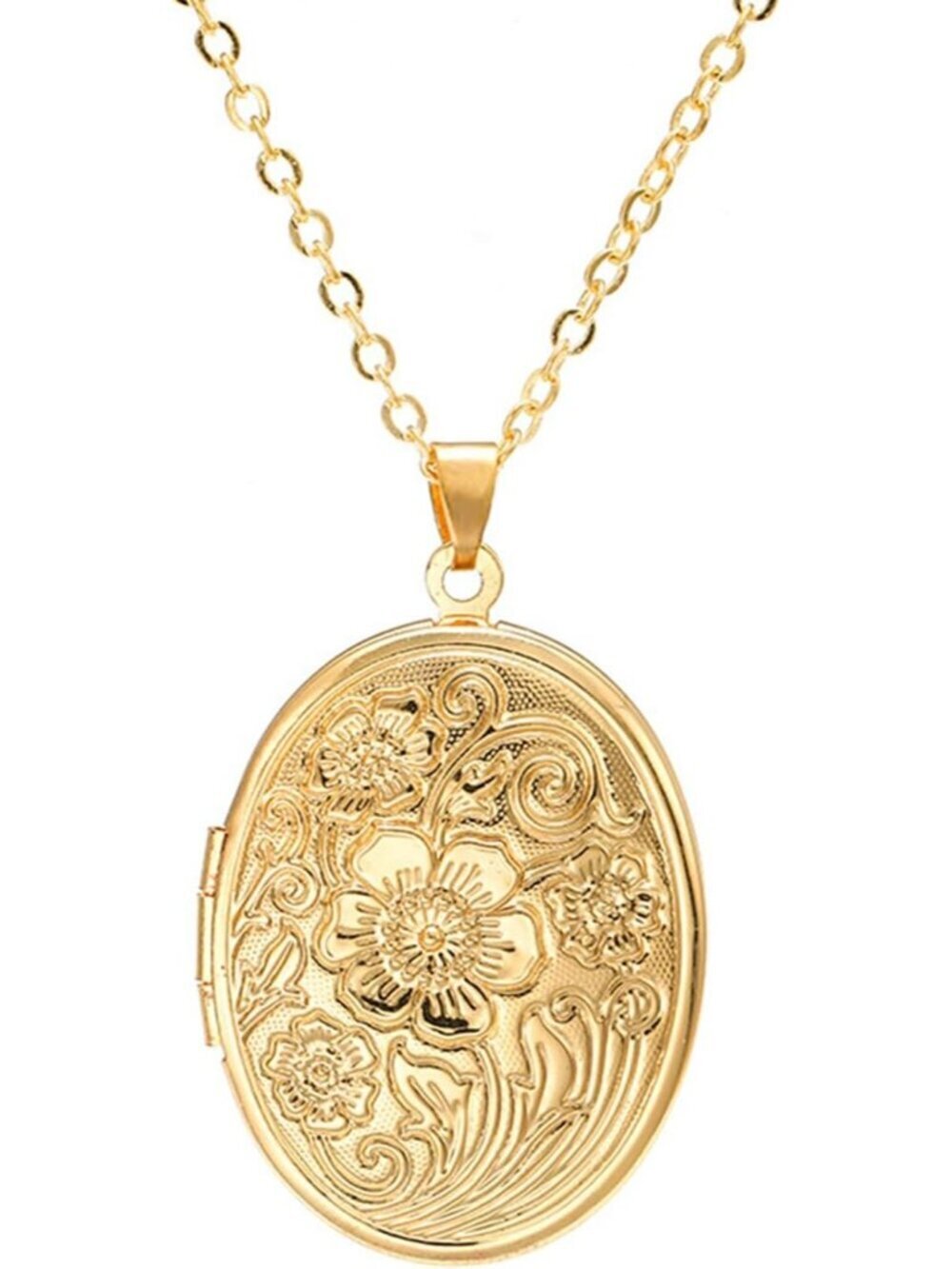 Women's gold Antique Empaistic Carved Picture Engraved Flower Pattern Necklace